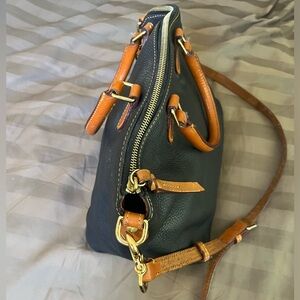 Elegant Black and Tan Leather Handbag